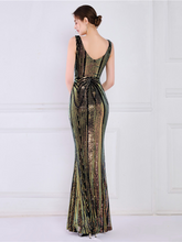 Sequin Graphic V-neck Prom Dress